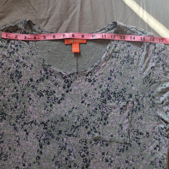 XL Joe Fresh Grey Floral Relaxed Tee - Picture 7 of 9
